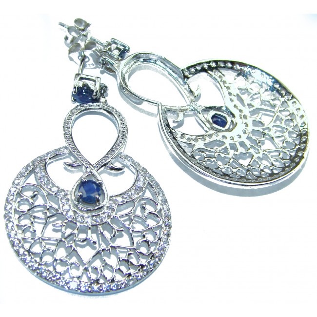 Luxurious natural Sapphire .925 Sterling Silver handcrafted earrings