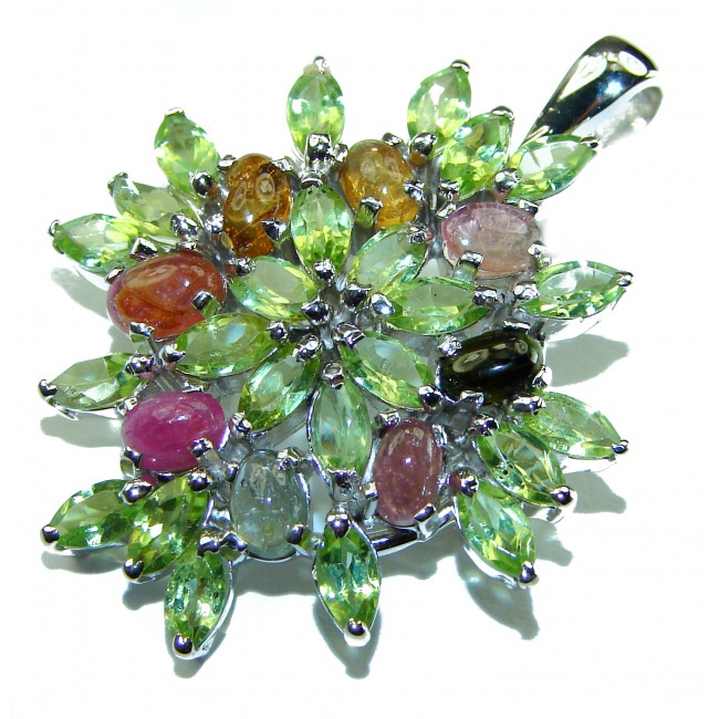 Fresh Beginning authentic Peridot Tourmaline .925 Sterling Silver handmade Pendant - Brooch