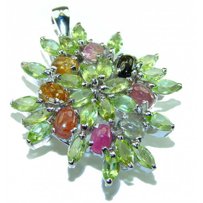 Fresh Beginning authentic Peridot Tourmaline .925 Sterling Silver handmade Pendant - Brooch