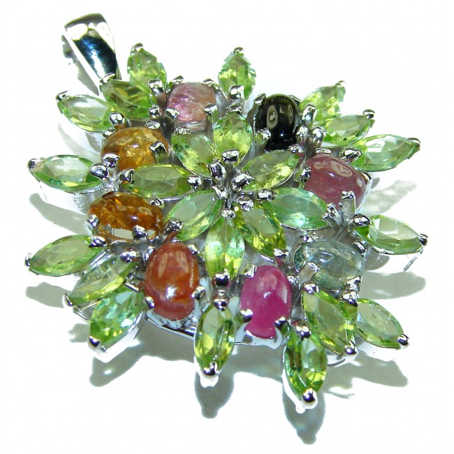 Fresh Beginning authentic Peridot Tourmaline .925 Sterling Silver handmade Pendant - Brooch