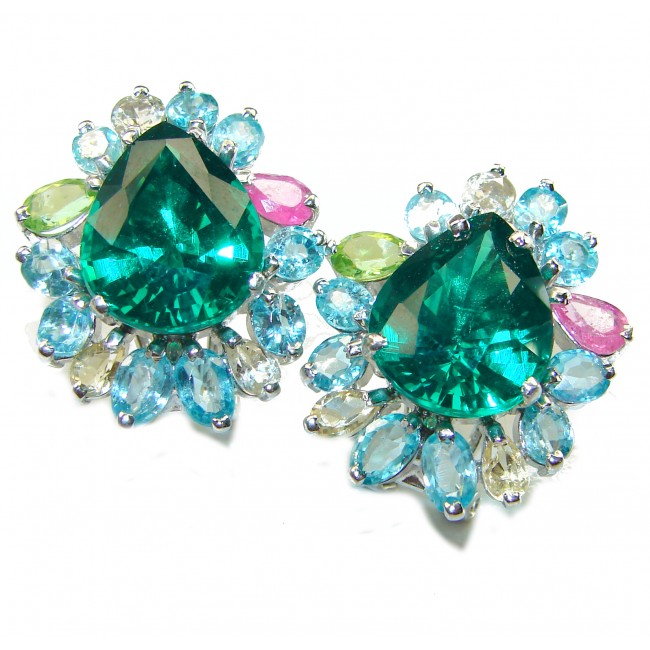 Green Charm natural Topaz .925 Sterling Silver earrings