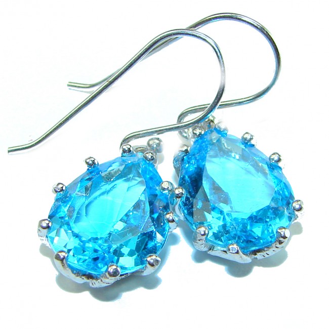 Endless Ocean natural Swiss Blue Topaz .925 Sterling Silver handcrafted earrings