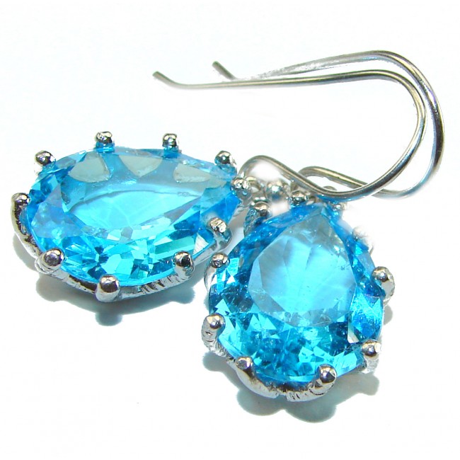 Endless Ocean natural Swiss Blue Topaz .925 Sterling Silver handcrafted earrings