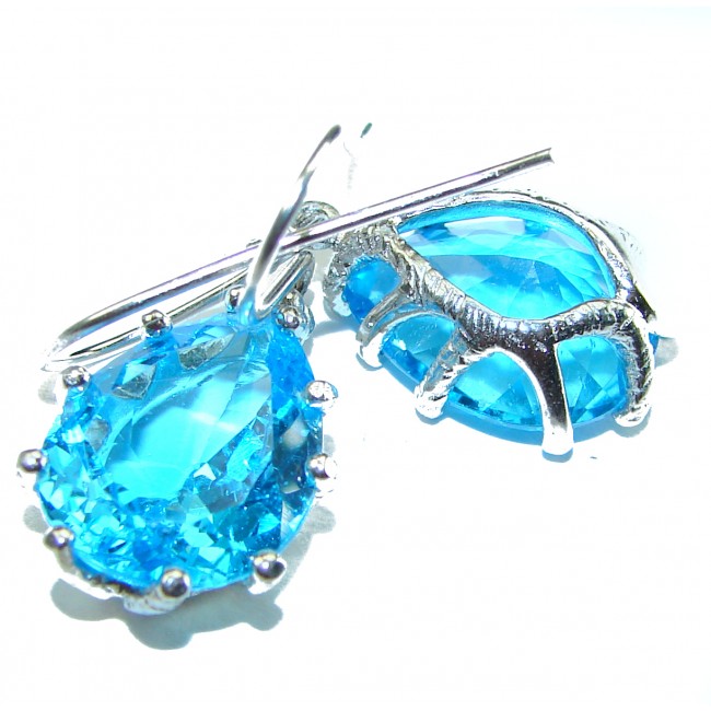 Endless Ocean natural Swiss Blue Topaz .925 Sterling Silver handcrafted earrings