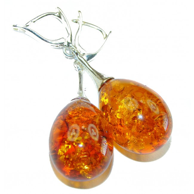 Golden Honey Drops authentic Baltic Amber .925 Sterling Silver earrings