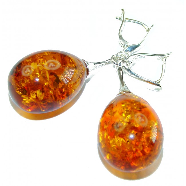 Golden Honey Drops authentic Baltic Amber .925 Sterling Silver earrings