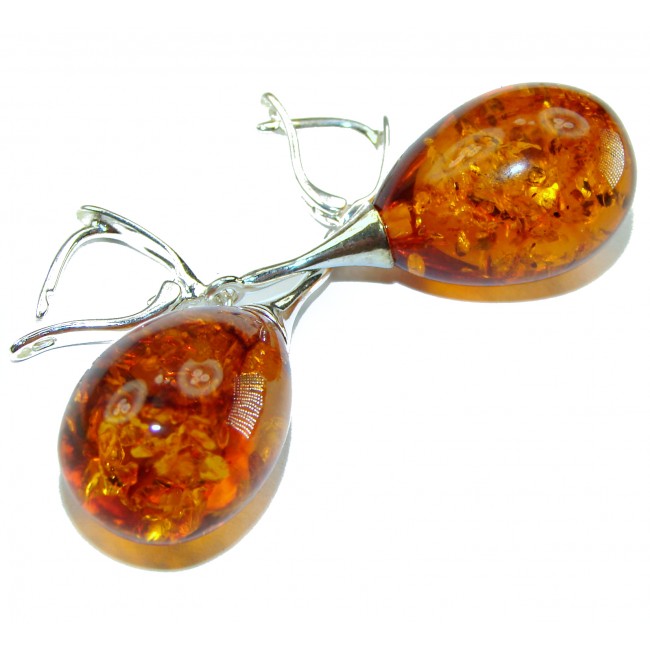 Golden Honey Drops authentic Baltic Amber .925 Sterling Silver earrings