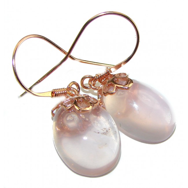 Juicy Authentic Rose Quartz 14K Gold over .925 Sterling Silver handcrafted earrings