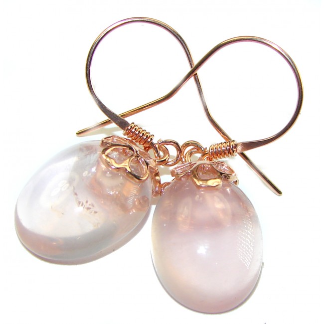 Juicy Authentic Rose Quartz 14K Gold over .925 Sterling Silver handcrafted earrings