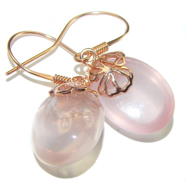 Juicy Authentic Rose Quartz 14K Gold over .925 Sterling Silver handcrafted earrings