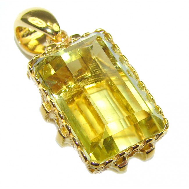 Authentic Golden Lemon Quartz 18K Gold over .925 Sterling Silver handmade Pendant