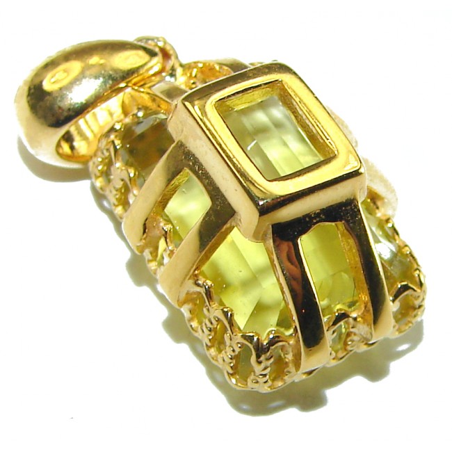 Authentic Golden Lemon Quartz 18K Gold over .925 Sterling Silver handmade Pendant