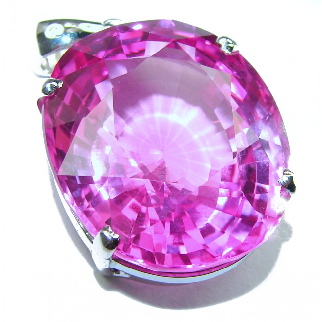 Oval cut 22.4 carat Pink Sapphire .925 Sterling Silver handcrafted pendant