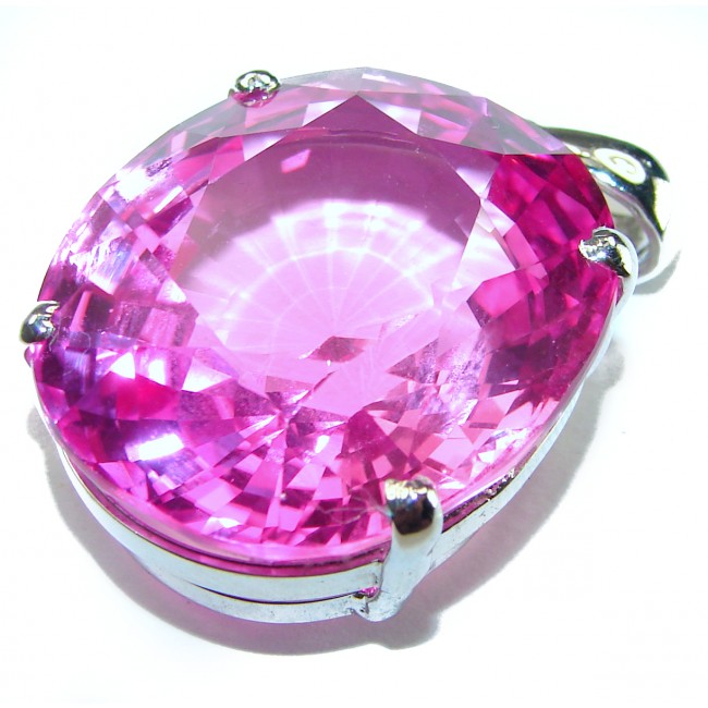 Oval cut 22.4 carat Pink Sapphire .925 Sterling Silver handcrafted pendant