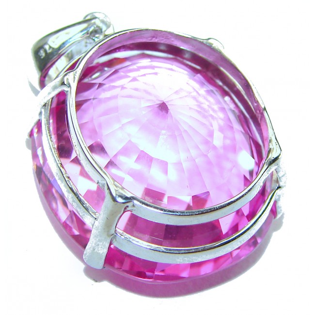 Oval cut 22.4 carat Pink Sapphire .925 Sterling Silver handcrafted pendant