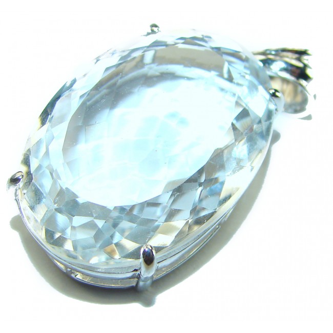 Vintage style Beauty genuine White Topaz .925 Sterling Silver handmade Pendant