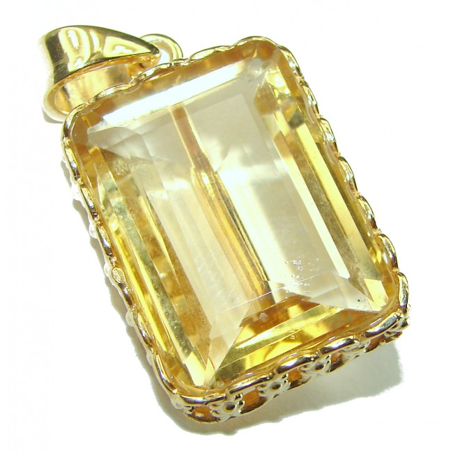 15.3 carat Lemon Quartz 14K Gold over .925 Sterling Silver handcrafted pendant