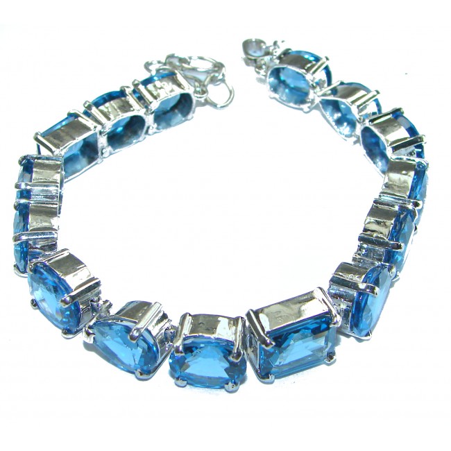 Blue Brilliance 55.8 carat London Blue Topaz .925 Sterling Silver handcrafted Bracelet