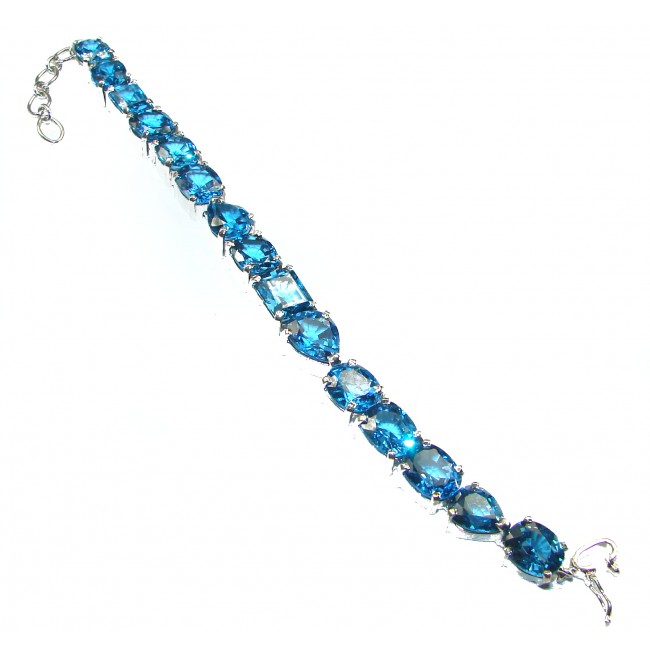 Blue Brilliance 55.8 carat London Blue Topaz .925 Sterling Silver handcrafted Bracelet