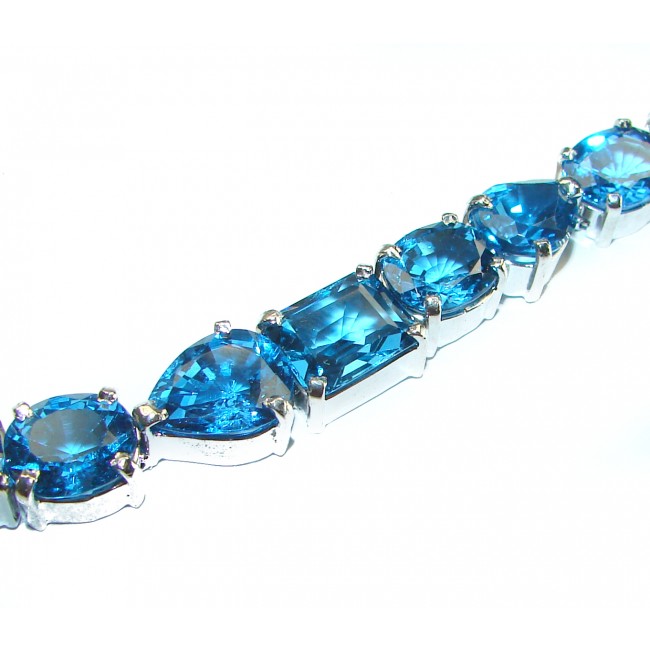 Blue Brilliance 55.8 carat London Blue Topaz .925 Sterling Silver handcrafted Bracelet