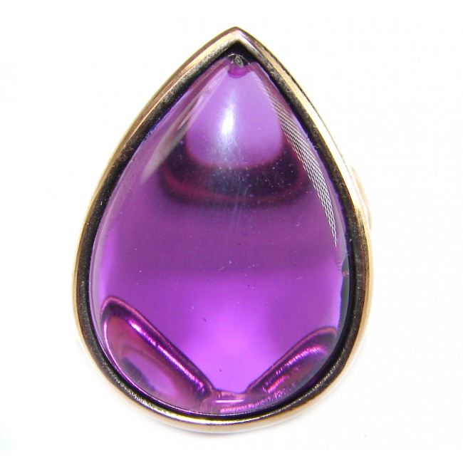 Spectacular Amethyst 14K Gold over .925 Sterling Silver Handcrafted Large Ring size 7 1/4