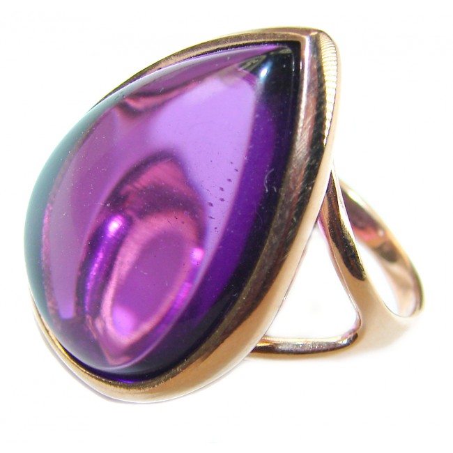 Spectacular Amethyst 14K Gold over .925 Sterling Silver Handcrafted Large Ring size 7 1/4