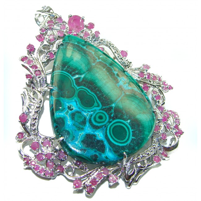 Colors of the Earth Authentic Chrysocolla .925 Sterling Silver handcrafted Large Pendant - Brooch