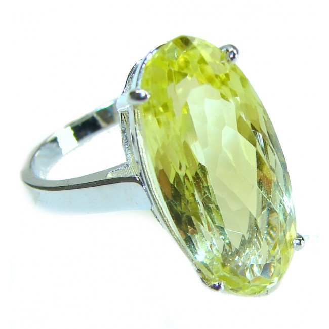 10.8 carat Genuine Lemon Quartz .925 Sterling Silver handcrafted ring size 8