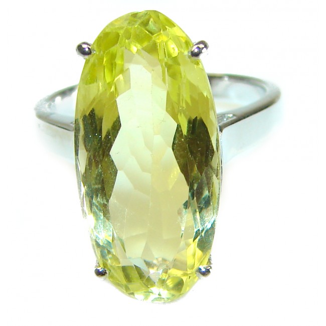 10.8 carat Genuine Lemon Quartz .925 Sterling Silver handcrafted ring size 8