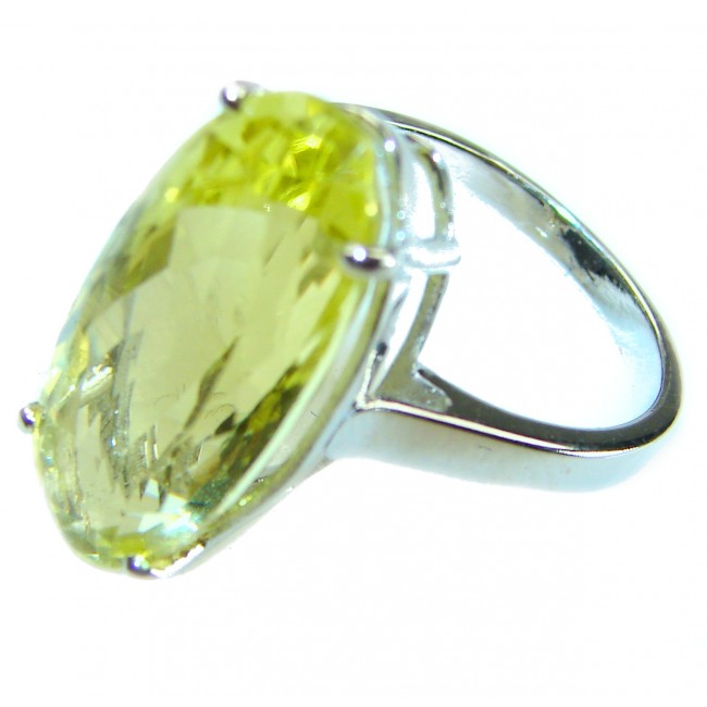 10.8 carat Genuine Lemon Quartz .925 Sterling Silver handcrafted ring size 8