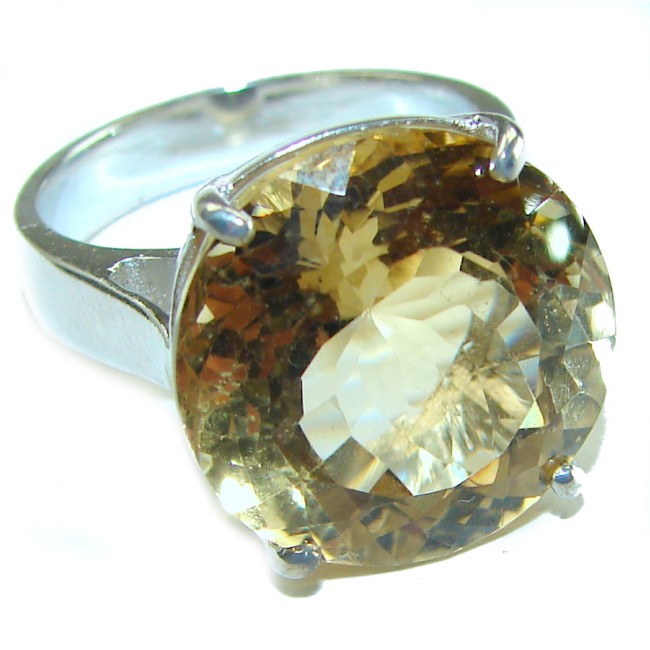 10.5 carat Golden Topaz .925 Sterling Silver handmade Cocktail Ring size 7