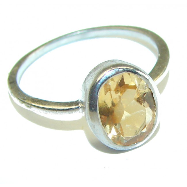 Authentic Citrine .925 Sterling Silver handmade Cocktail Ring s. 6 1/2