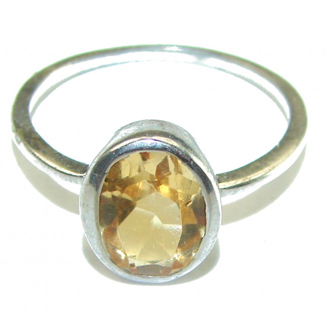 Authentic Citrine .925 Sterling Silver handmade Cocktail Ring s. 6 1/2