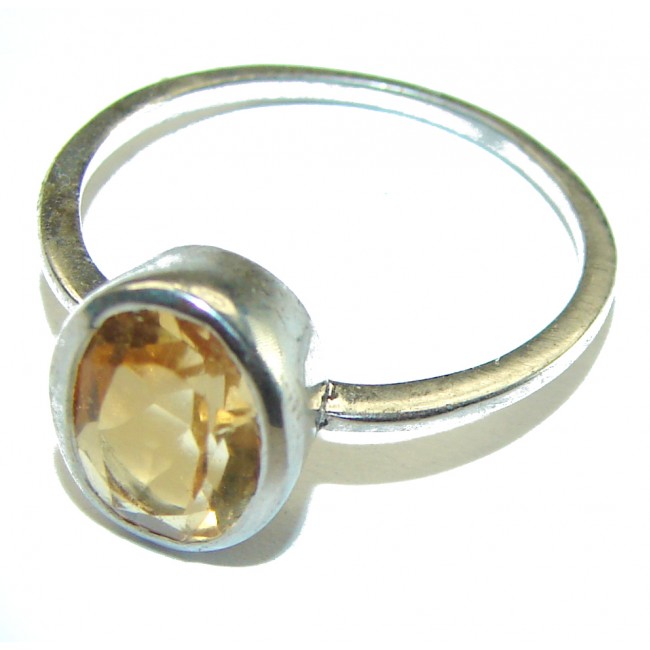 Authentic Citrine .925 Sterling Silver handmade Cocktail Ring s. 6 1/2