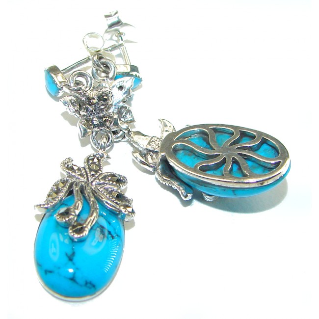 Blue Turquoise .925 Sterling Silver earrings