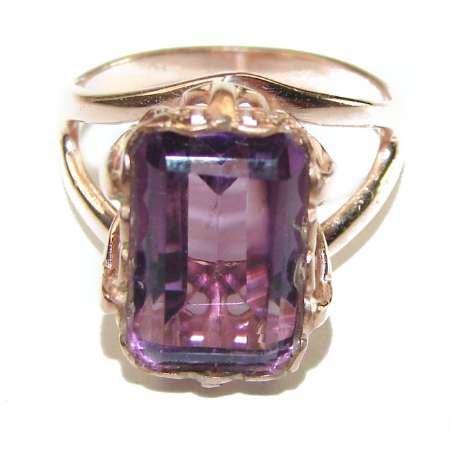 Purple Amethyst 14K Rose Gold over .925 Sterling Silver Handcrafted Ring size 7