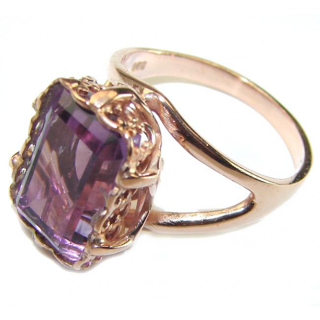 Purple Amethyst 14K Rose Gold over .925 Sterling Silver Handcrafted Ring size 7