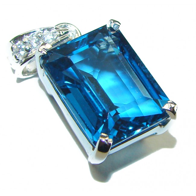 12.5 carat Precious London Blue Topaz .925 Sterling Silver handmade Pendant