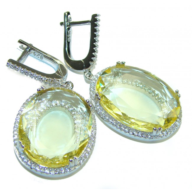 Brilliance Luxurious Style Natural Citrine .925 Sterling Silver handmade Statement earrings