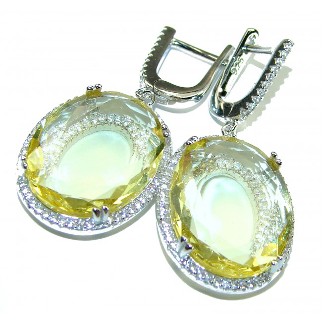 Brilliance Luxurious Style Natural Citrine .925 Sterling Silver handmade Statement earrings