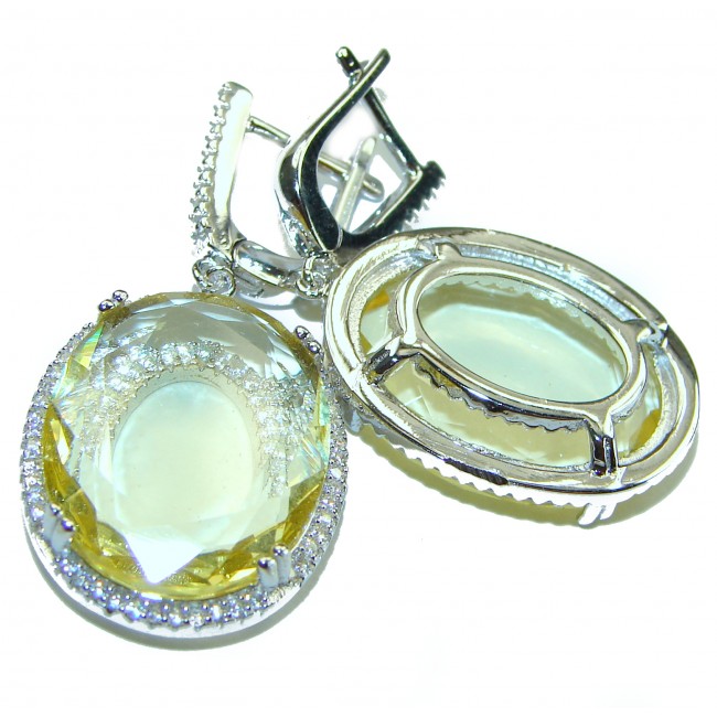 Brilliance Luxurious Style Natural Citrine .925 Sterling Silver handmade Statement earrings