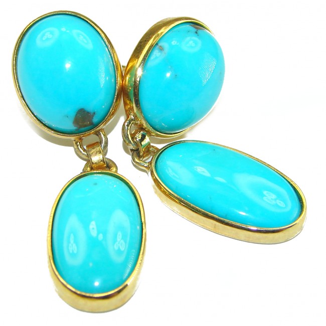 Spectacular Turquoise 14K Gold over .925 Sterling Silver handcrafted Earrings