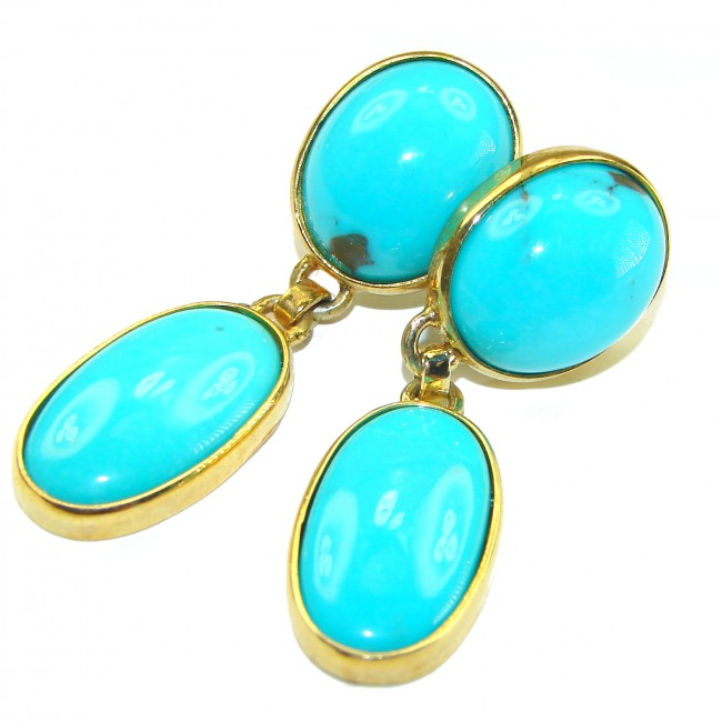 Spectacular Turquoise 14K Gold over .925 Sterling Silver handcrafted Earrings