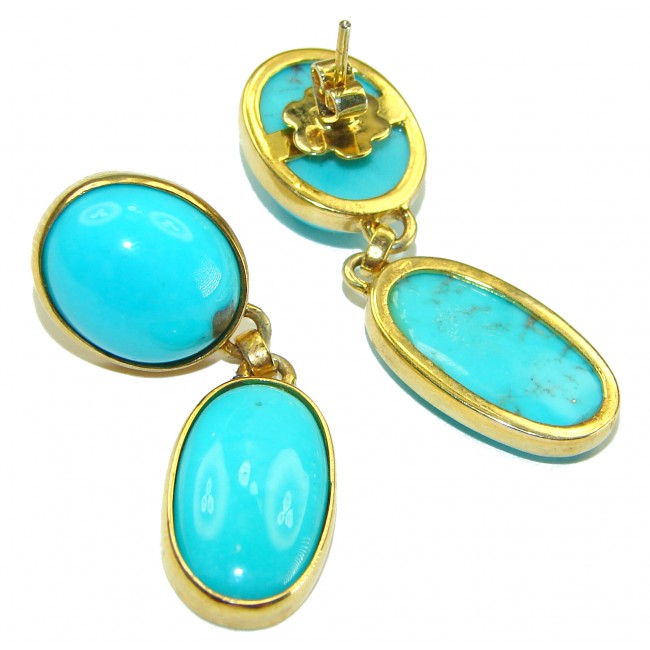 Spectacular Turquoise 14K Gold over .925 Sterling Silver handcrafted Earrings