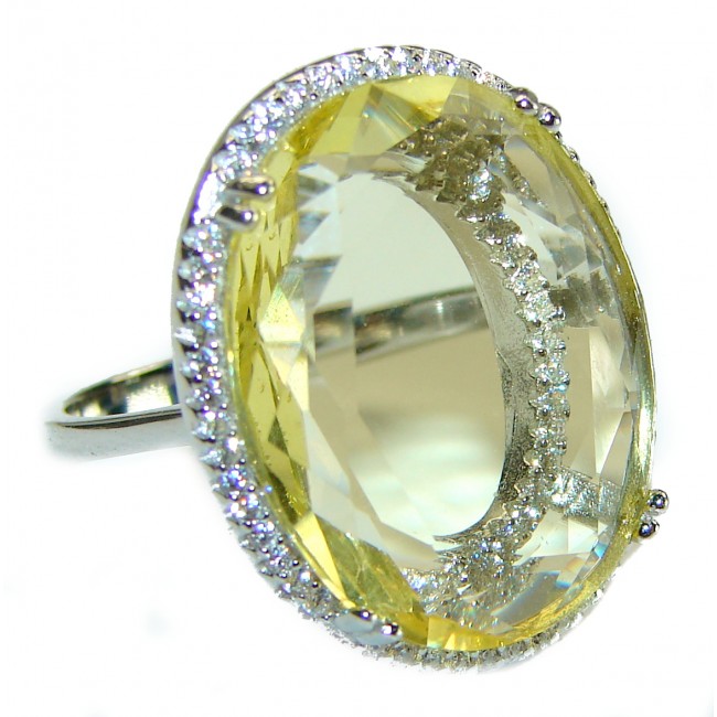 Brilliance Luxurious Style Natural Citrine .925 Sterling Silver handmade Cocktail Ring s. 7