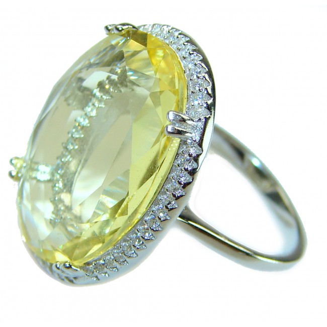 Brilliance Luxurious Style Natural Citrine .925 Sterling Silver handmade Cocktail Ring s. 7