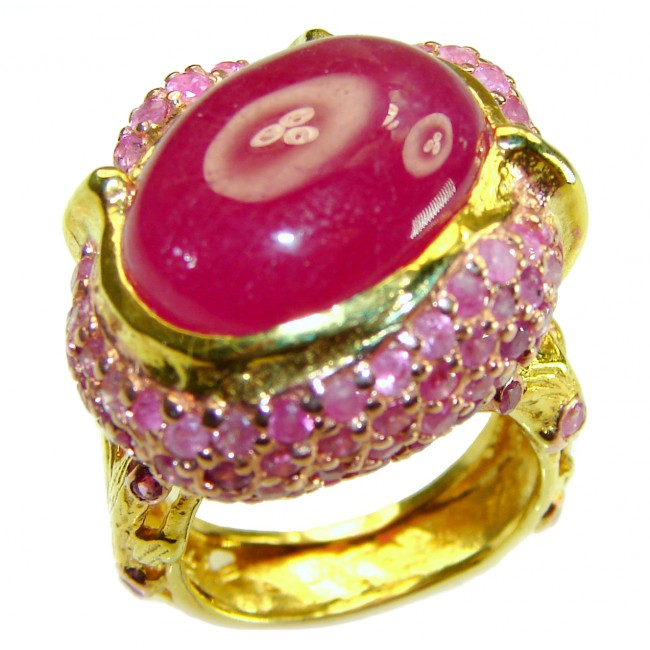 Infinity authentic Ruby 18K Gold over .925 Sterling Silver handcrafted Ring size 7