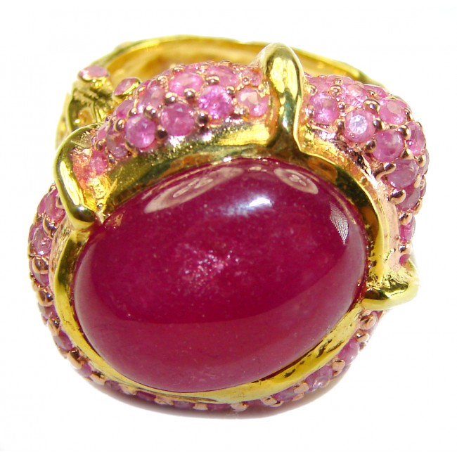 Infinity authentic Ruby 18K Gold over .925 Sterling Silver handcrafted Ring size 7