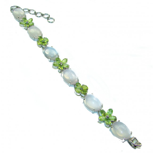 Alessia Natural Rose Quartz Peridot .925 Sterling Silver handmade Bracelet