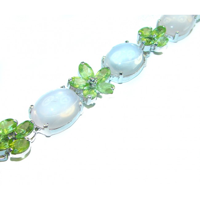 Alessia Natural Rose Quartz Peridot .925 Sterling Silver handmade Bracelet